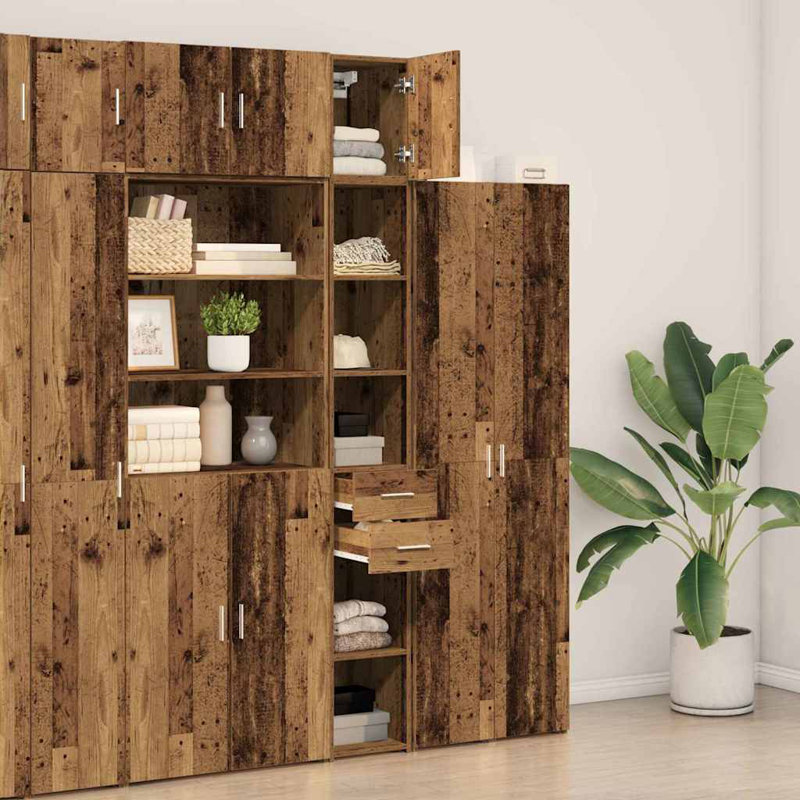 Slim Storage Cabinet 30X42.5X225 Cm Engineered Wood, Brown