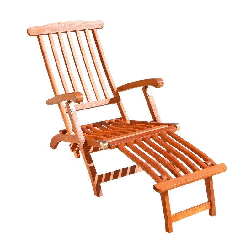 Salehah Outdoor Wood Chaise Lounge