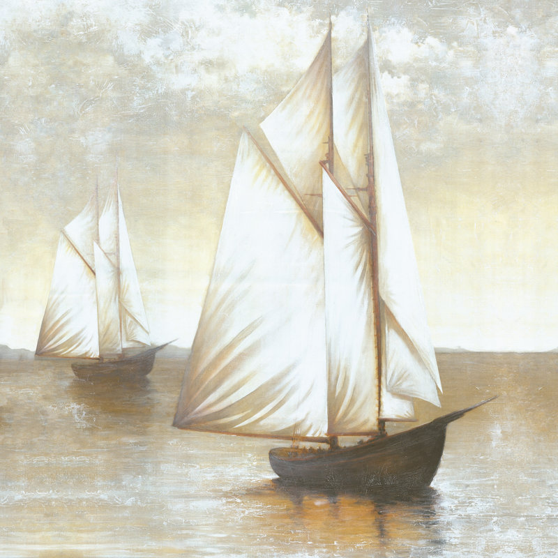 Sailboats At Dusk - Wrapped Canvas Painting, 30cm H x 30cm W x 3.8cm D