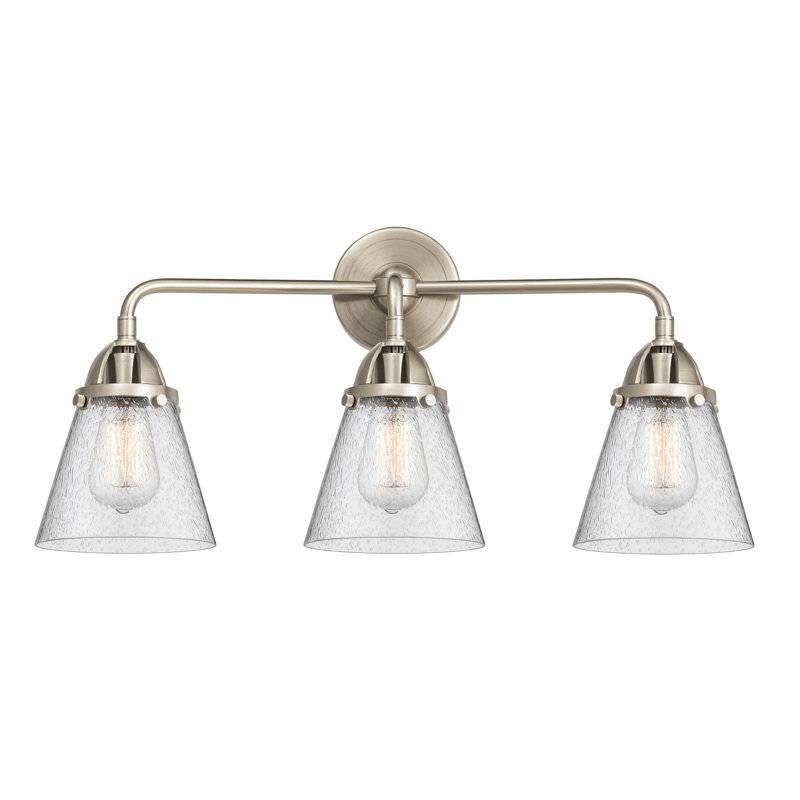 Éclairage pour meuble-lavabo de salle de bain 6 "3" 24 "Shauna 2 Cone, Incandescente, Nickel satiné brossé