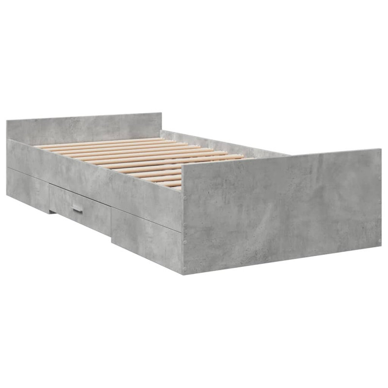 Vidaxl Bed Frame With Drawers Concrete Grey, Small Single (2'6)