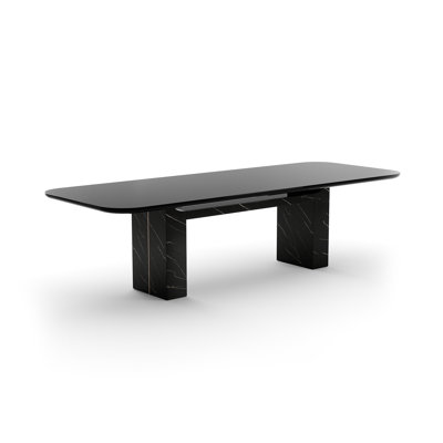 Caracole Overlap Black Marble Rectangle Dining Table In Black
