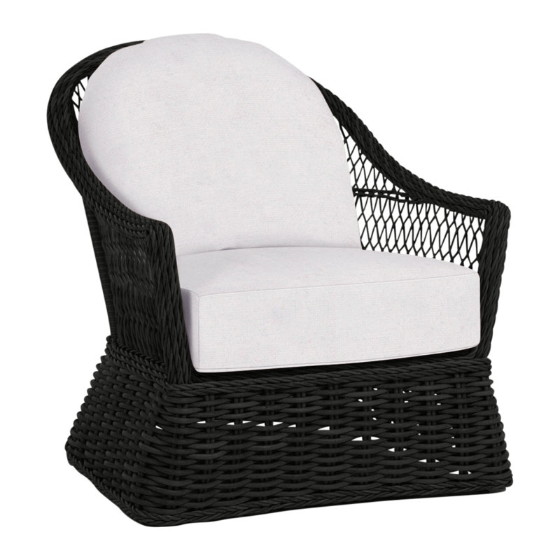 Soho Patio Chair with Cushions, Welt, Linen Snow, Black