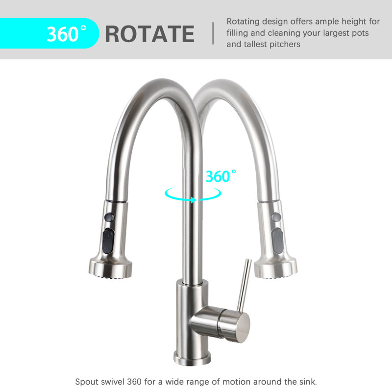 Robinet de cuisine Eqloo, Nickel brossé