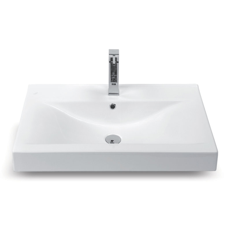 CeraStyle By Nameeks Mona 17.7'' Glossy White Ceramic Rectangular Bathroom Sink with Overflow