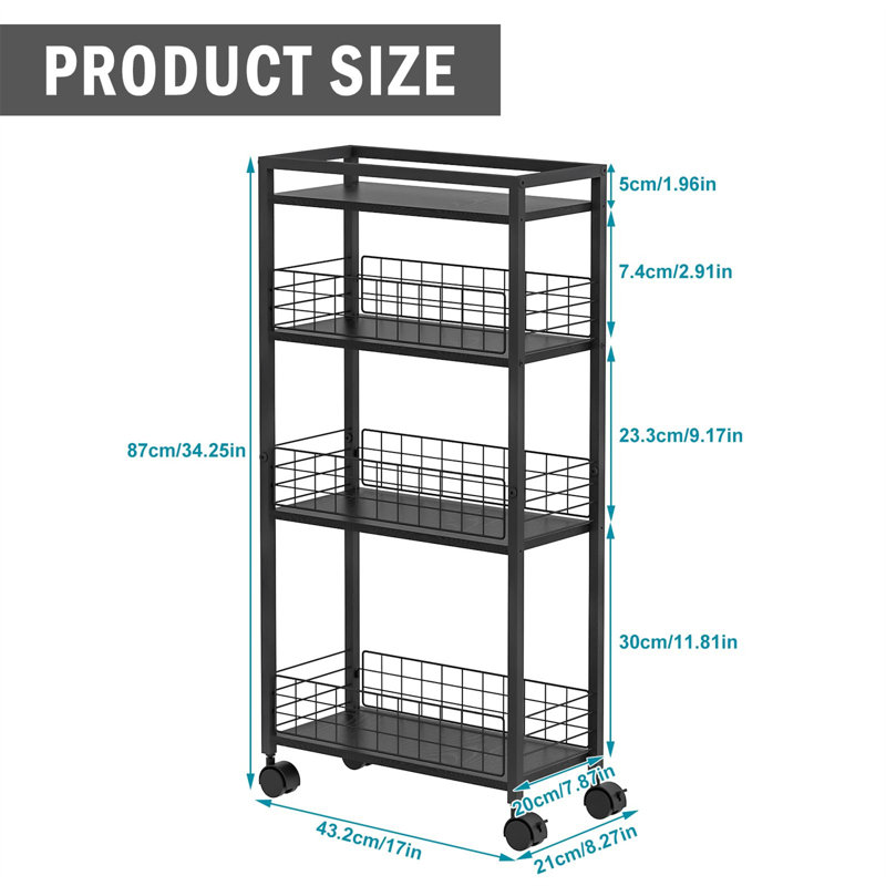 34.25'' H x 17.01'' W Utility Cart with Wheels