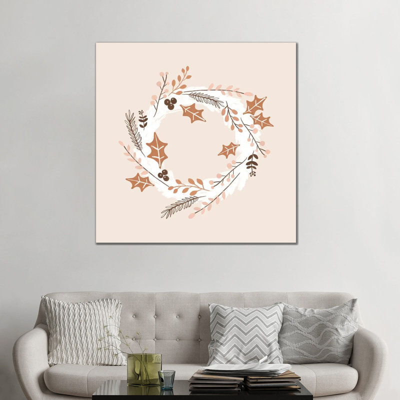 Couronne de Noël par Orara studio-reproduction d’art, H 48 po x l 48 po x 1,5 po, Toile tendue, Pas de tapis