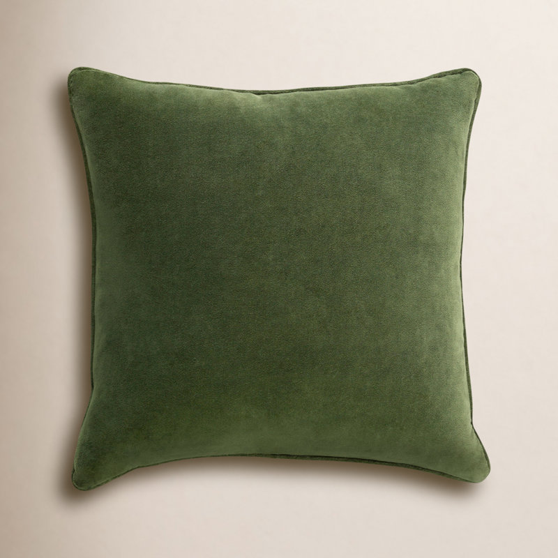 Coussin en velours de coton Baylie, Vert, Housse de coussin seulement - sans coussin