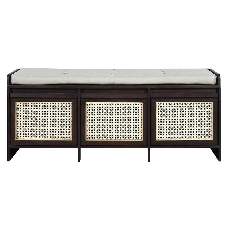 Banc de rangement pour chaussures 48 ", banc de rangement rétro, Espresso, Espresso