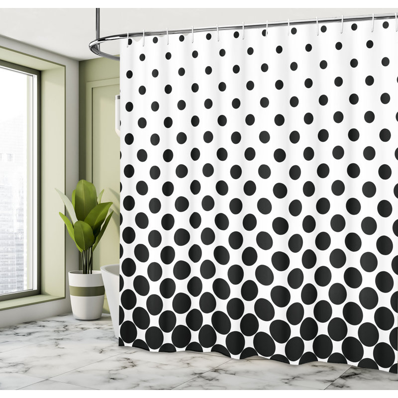 Ambesonne White Shower Curtain Minimalist Polka Dots  White, 70"H x 69"W