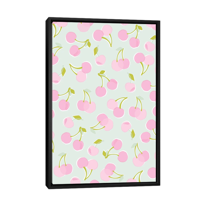 «Fruit Fizz II» par Angela Nikeas - impression d'art graphique, H 60 po x l 40po x P 1,5 po, Toile avec cadre noir