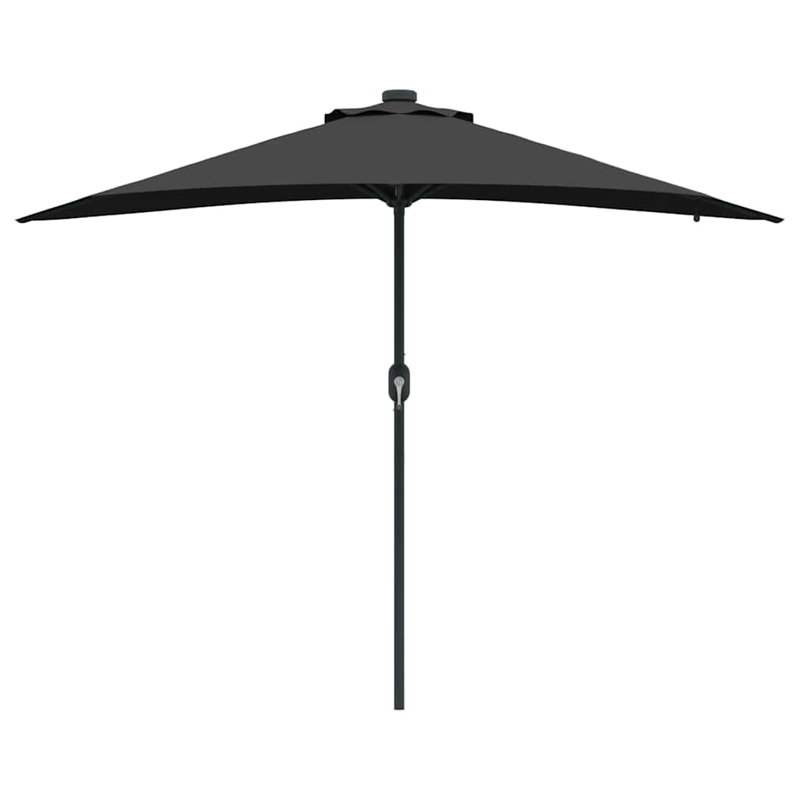 Garden Parasol Polyester and Steel Outdoor Umbrella Patio Sunshade, Black, 223cm H x 150cm W x 150cm D
