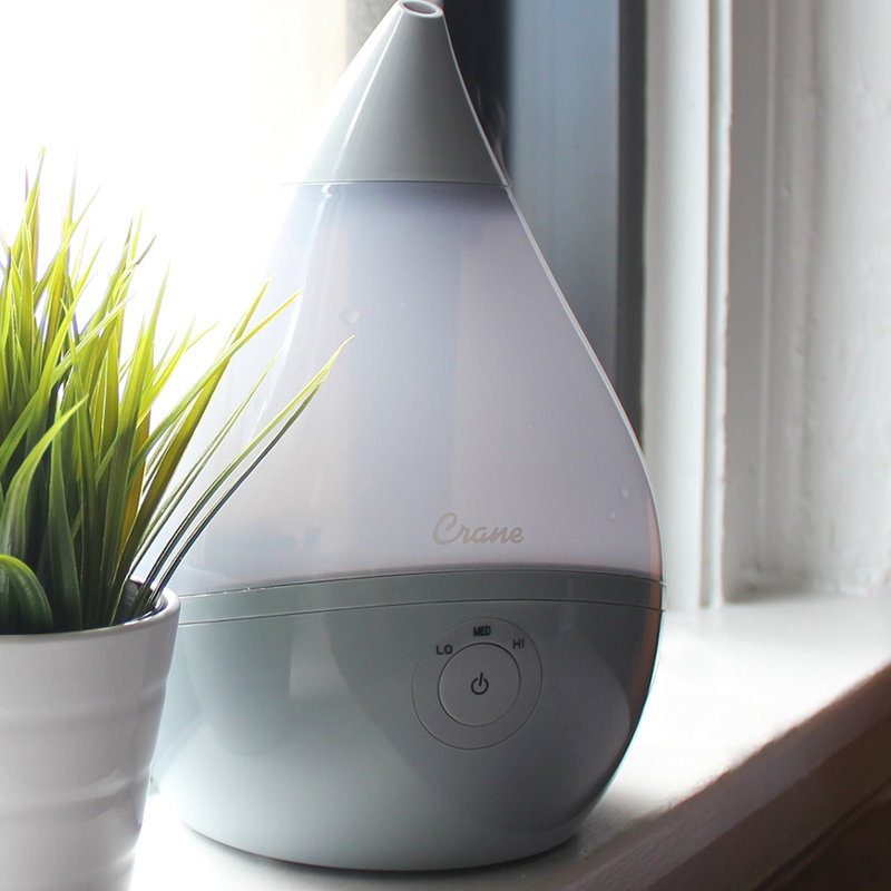 Droplet Cool-Mist Humidifier with Vapor Tray, 0.5. Gal., Gray