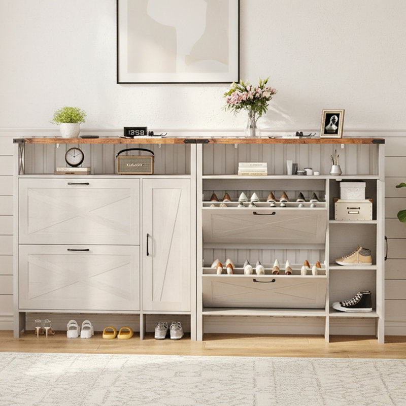 3-Door Barn Door Traie With 1 Shelf 42.7" Width
