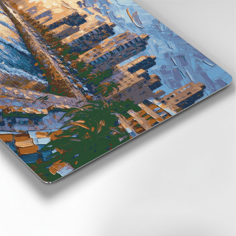 Art mural gris en cités, villes, Tel Israël, H 11 po x l 14 po