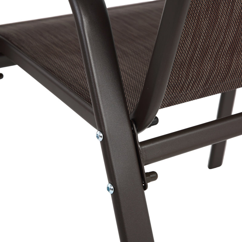 6 Piece Brown Patio Dining Chairs, Weather-Resistant Textilene Fabric Arm Chairs with High Backrest and Bronze Metal Frame for Outdoor Garden and Poolside