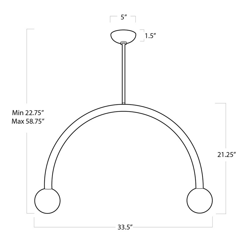 Happy Pendant, Polished Nickel, 21.25" H x 33.5" W x 5" D