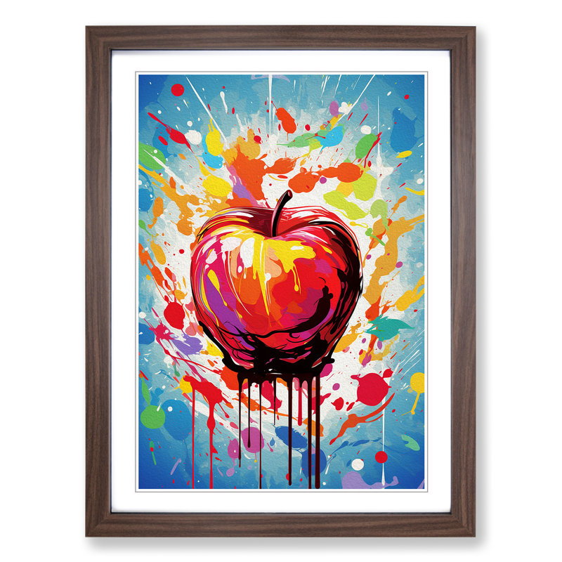 XYZ-FRM-V1223-1828 Apple Abstract - Single Picture Frame Print on Wood, 34cm H x 25cm W x 2cm D, Walnut, Walnut Framed