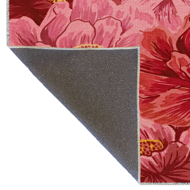 Tapis décoratif moderne à motif de roses rouges et roses, Tapis de couloir 3 pi 9,81 po x 6 pi 6,74 po