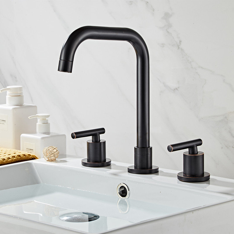 2-handle Bathroom Faucet with Drain Assembly