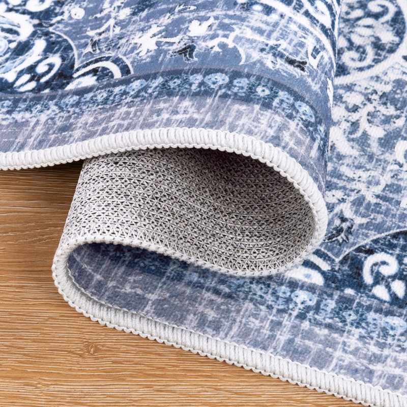 Machine Washable Non-Slip Kitchen Mat, Blue