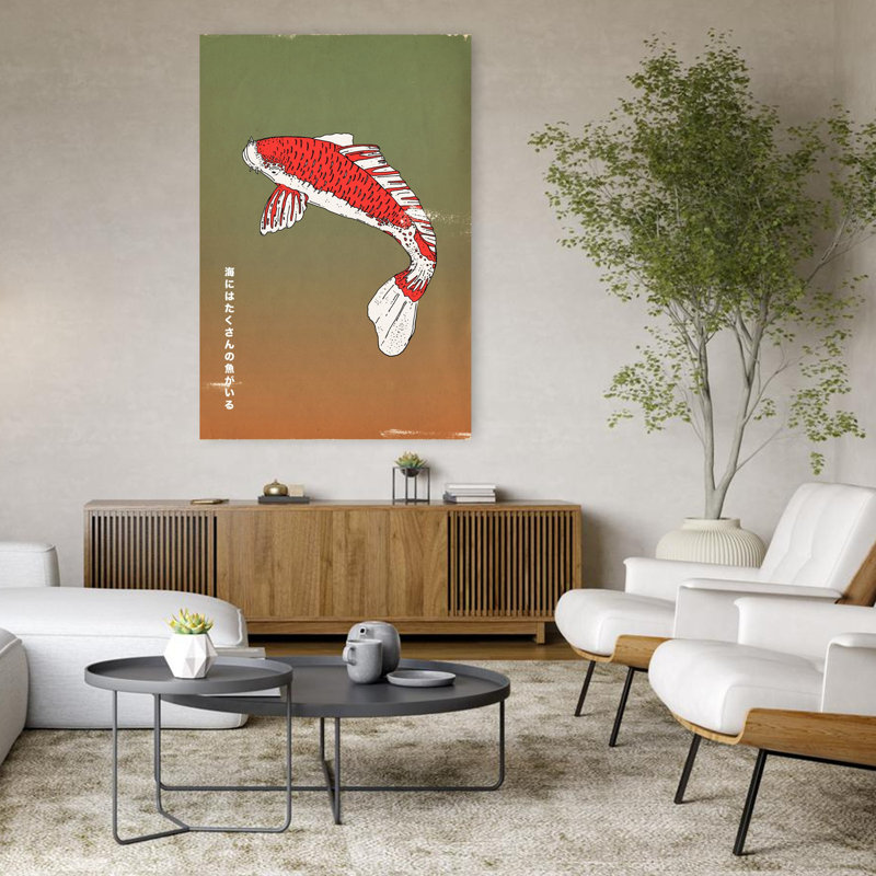 Art contemporain poisson contemporain, H 48 po x l 32 po
