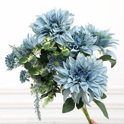 Arrangement floral de dahlia artificiel pour remplisseur de vase, bouquet de fleurs à longue tige de verdure de ferme pour décoration de fête de mariage