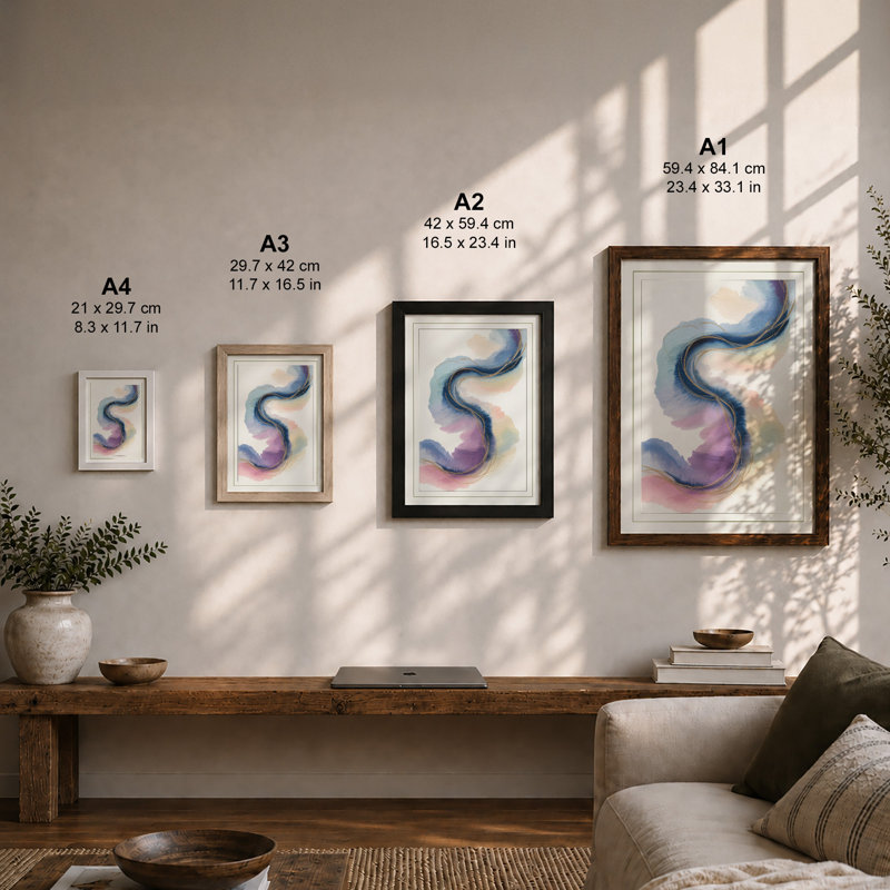 Flowing Ribbon Minimalist - Framed Print, A4 - 29.7 x 21.0 cm, White