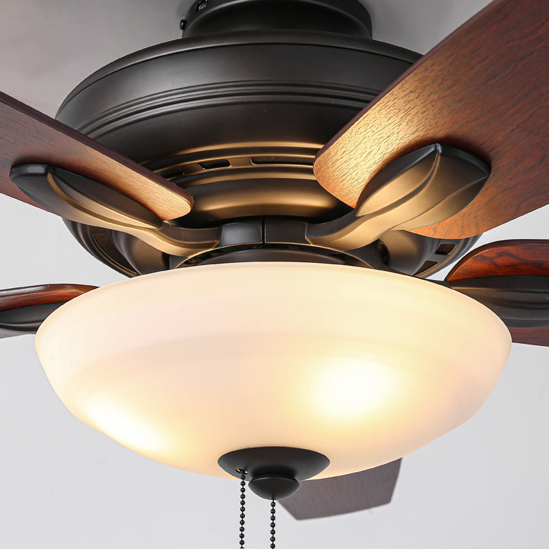 52" Oil Rubbed Bronze Ceiling Fan with Walnut Blades and LED Light
