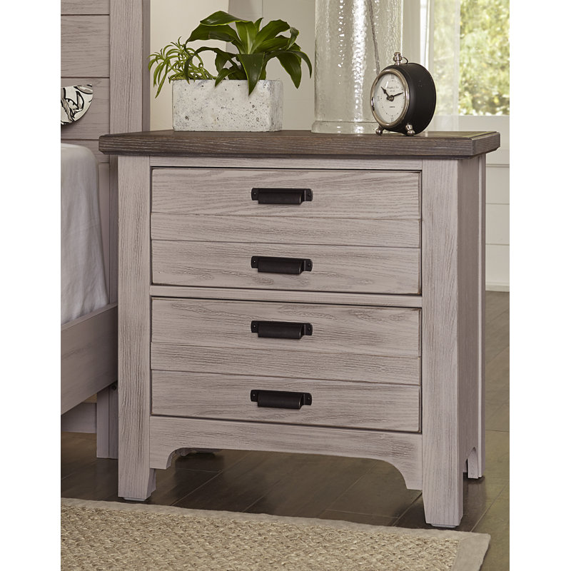 Table de chevet 2 tiroirs Hongsi, Gris Douvres