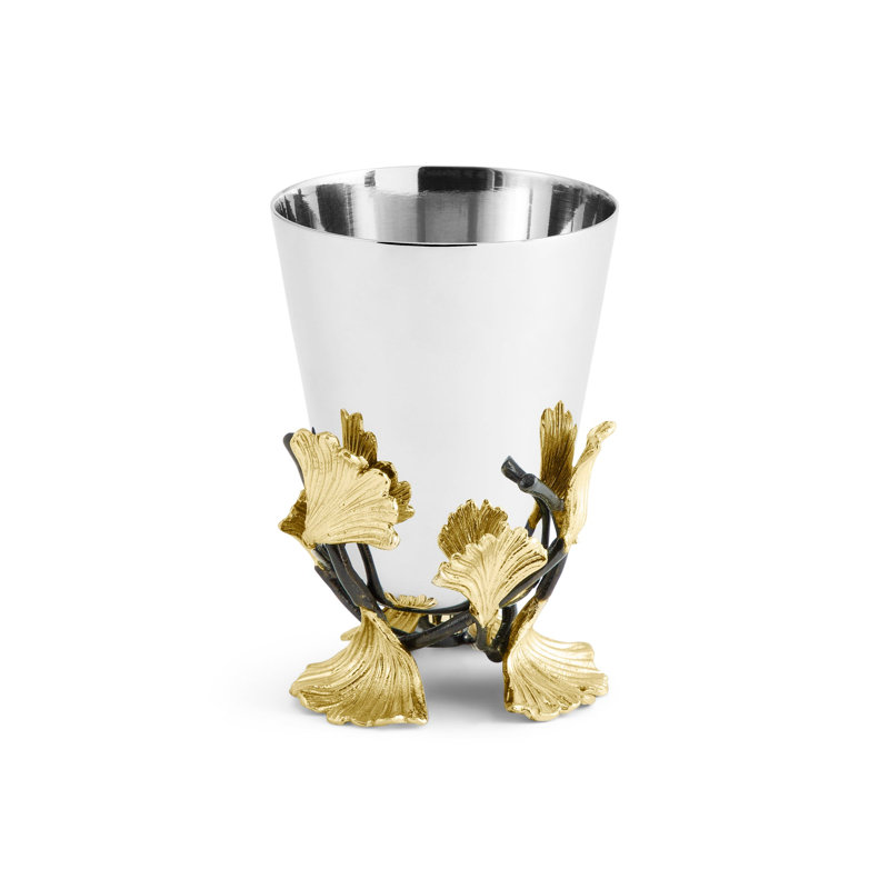 Golden Ginkgo Vase, 4.25" H x 3.25" W x 3.25" D