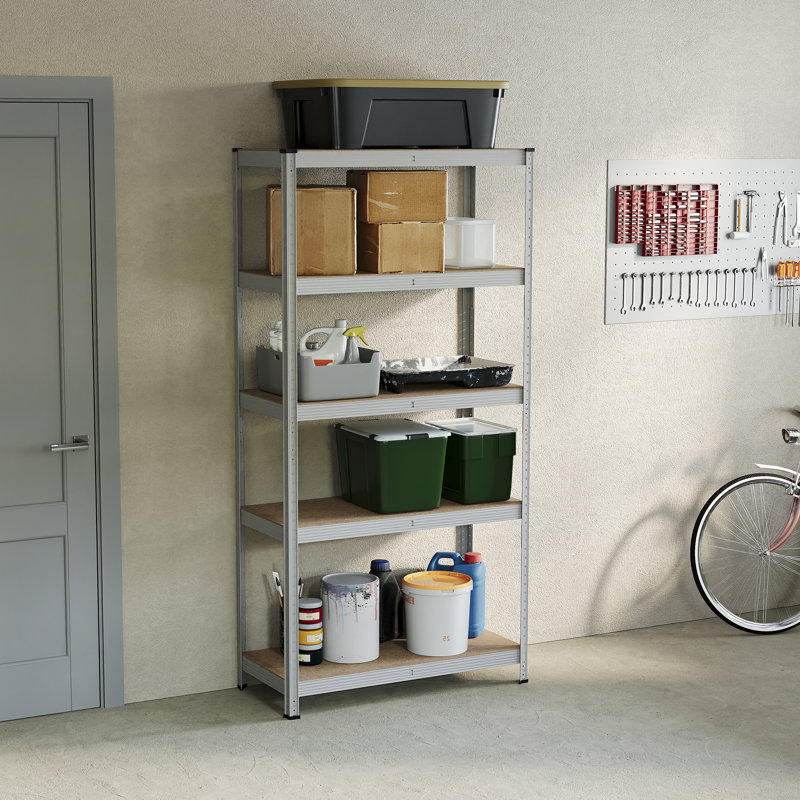 Vida Metal Height -Adjustable Shelving Unit, Large, Galvanised