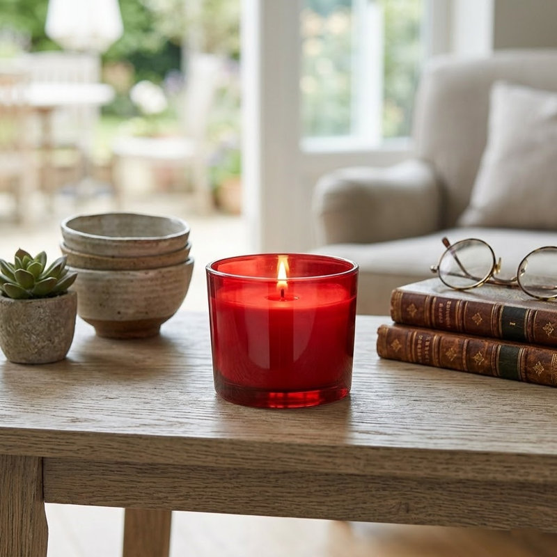 2.45'' H Glass Tabletop Votive Holder, Red