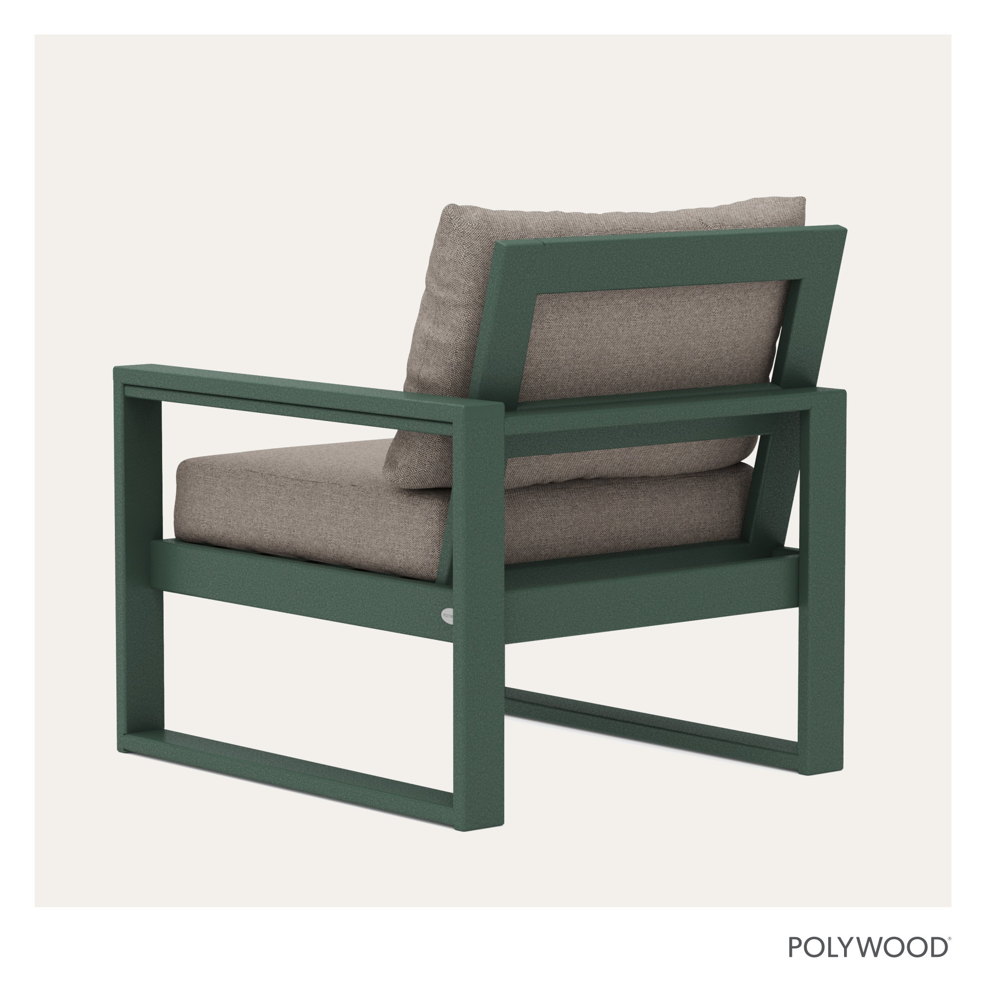 POLYWOOD Outdoor Lounge Chair, Green, Weathered Tweed Revolution® Tweed