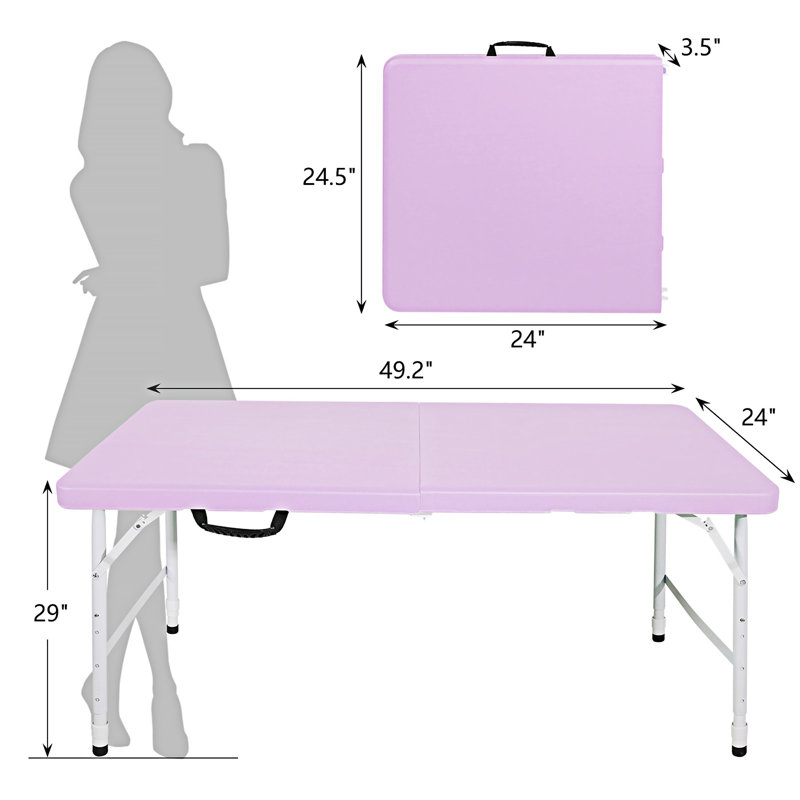 Table de camping portable pliante, Mauve clair