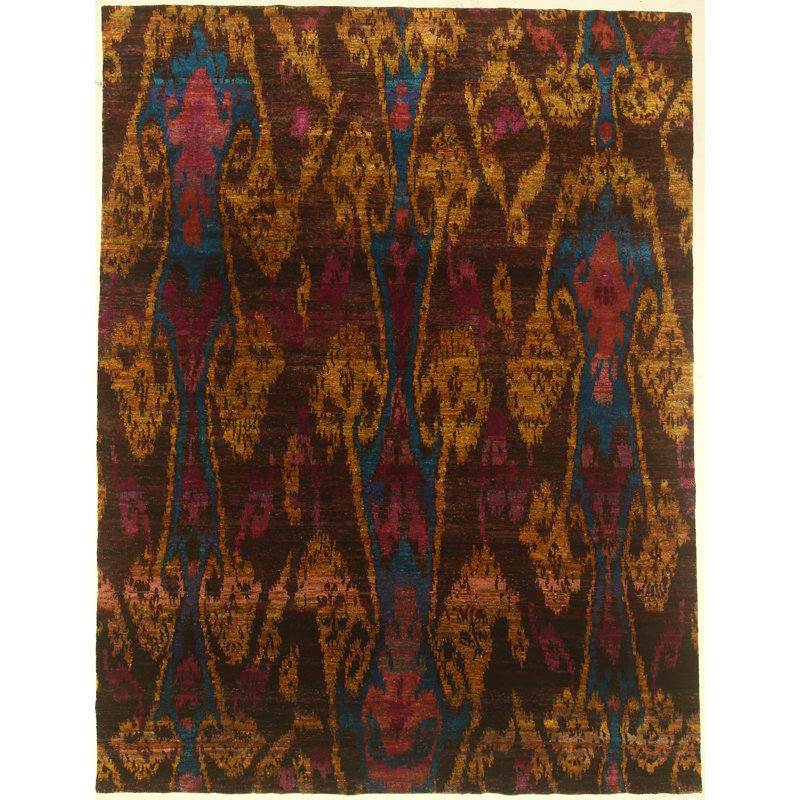 Tapis à la main one-of-kind-noué la brun/rouge 7 pi x 10 pi 5 po surface