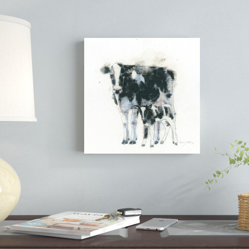 «Cow and Calf» par Emily Adams, reproduction d'art sur toile tendue, H 12 po x l 12 po