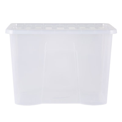 Wham Crystal 80L Plastic Storage Box Pack of 4 Clear
