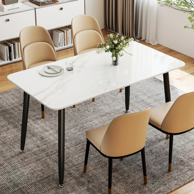 55'' L X 28'' W Sintered Stone Dining Table With Metal Legs