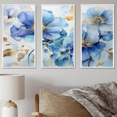 «Blue and Gold Adorned Violets - Violets», ensemble de reproduction d'art mural