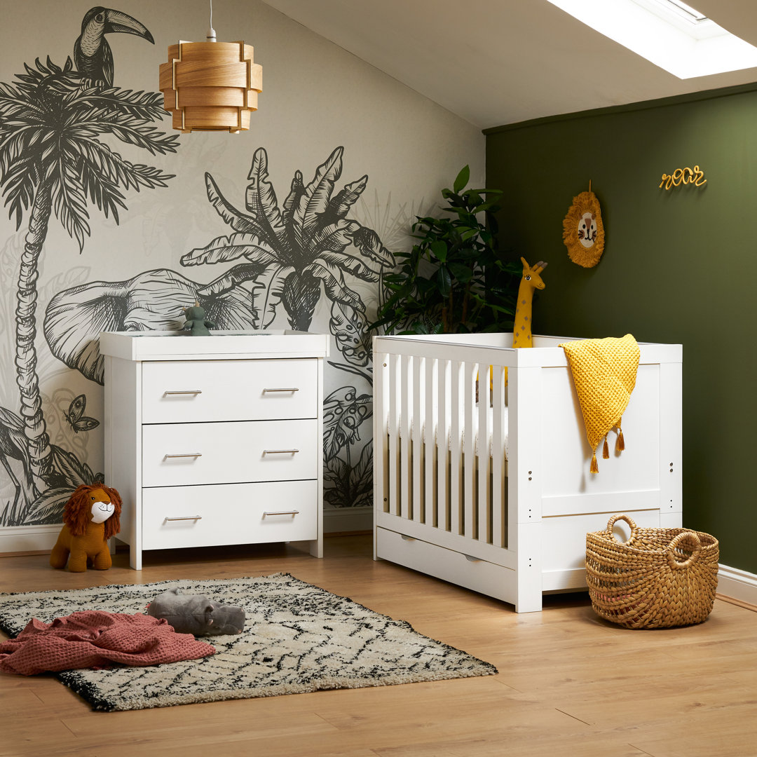 Nika Mini Cot Bed 2 Piece Nursery Furniture Set & Under Drawer