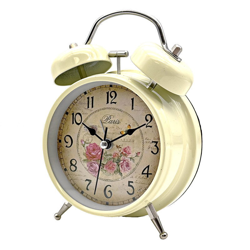 Metal Quartz Movement / Crystal Tabletop Clock White