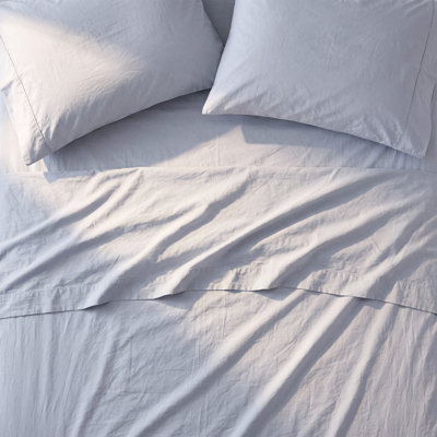 Crinkled 100% Cotton Percale Fitted Sheet