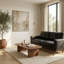 Canapé de style moderne 65 places 2 places avec accoudoirs carrés et pieds en bois massif-129683064