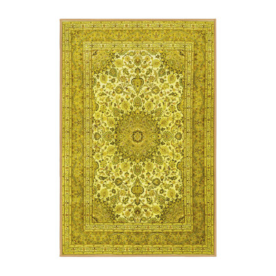 Tapis traditionnels jaunes lavables à la machine 1049