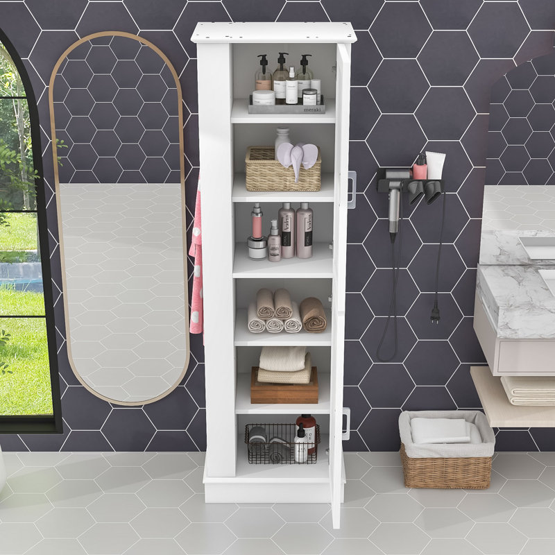 Modern Bathroom Storage Cabinet with Ample Storage, Water-Proof Surface, White