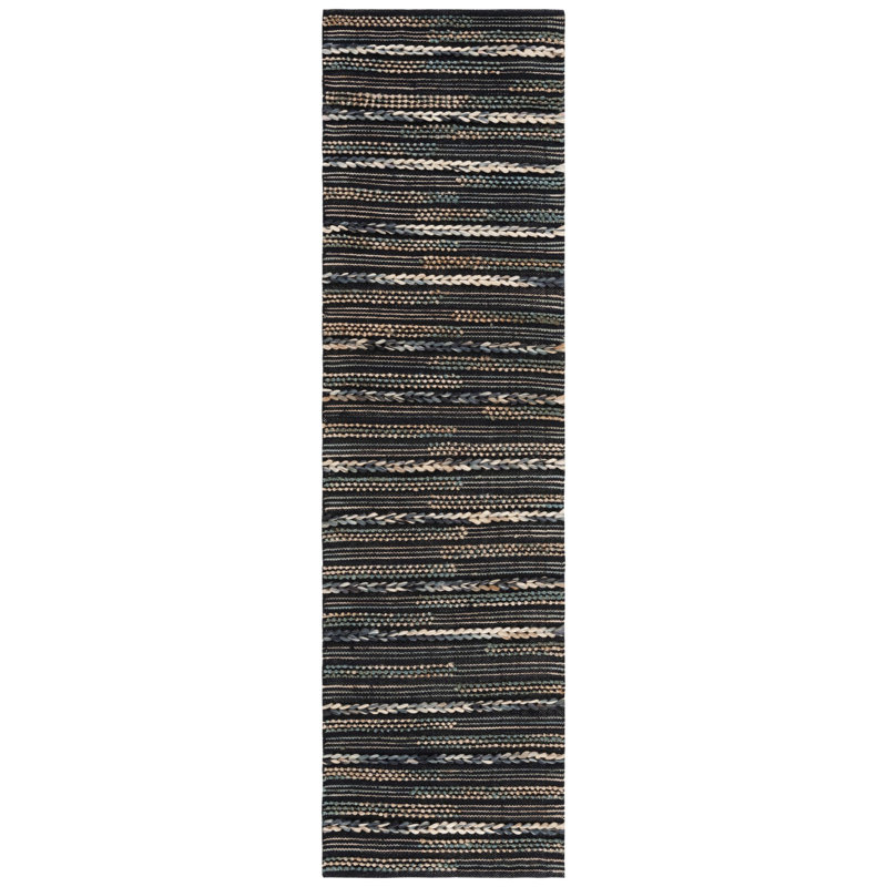 Tapis rayé en jute / coton Avonte, Tapis de couloir 2 pi 3 po x 8 pi
