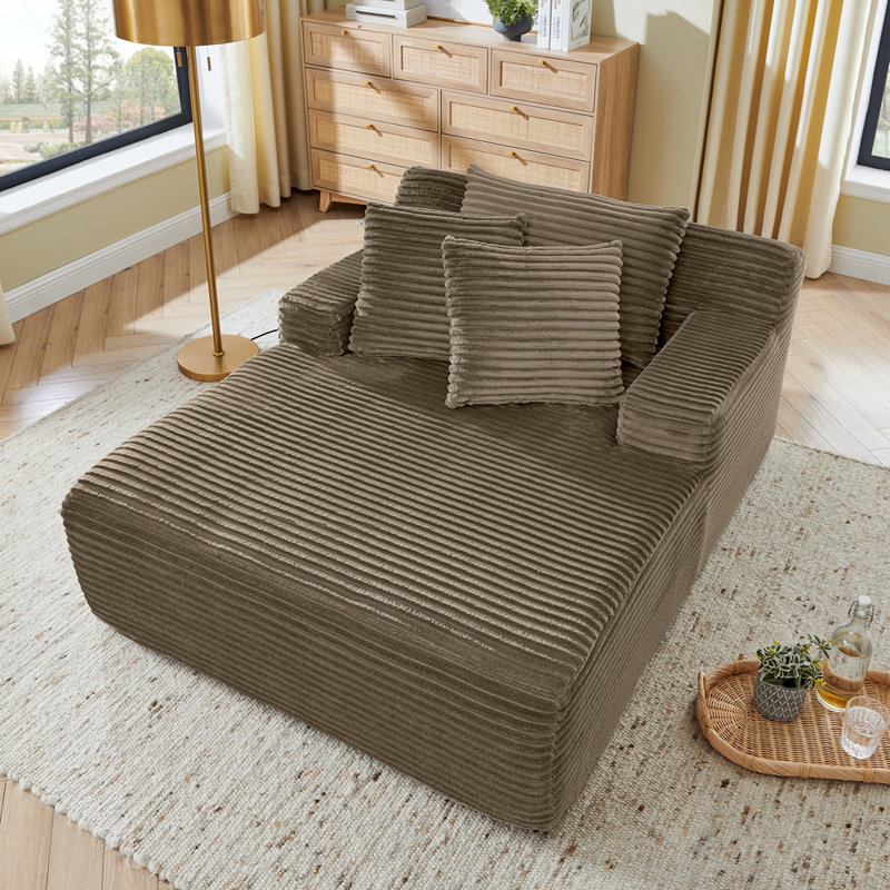 Méridienne simple en velours Boneless Fluffy, Brun