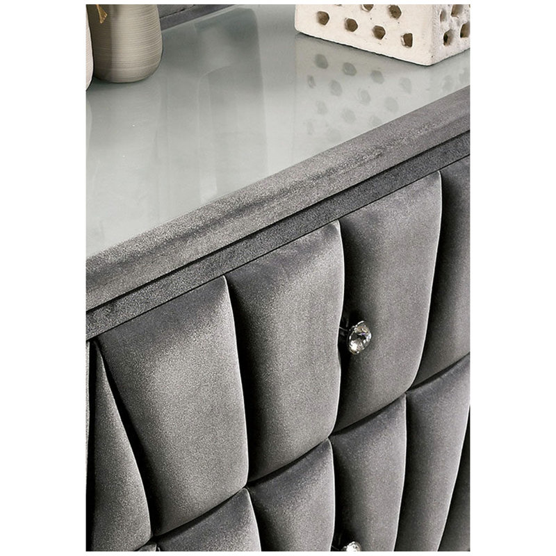 Fabric Upholstered Nightstand with 2 Drawers, Gray