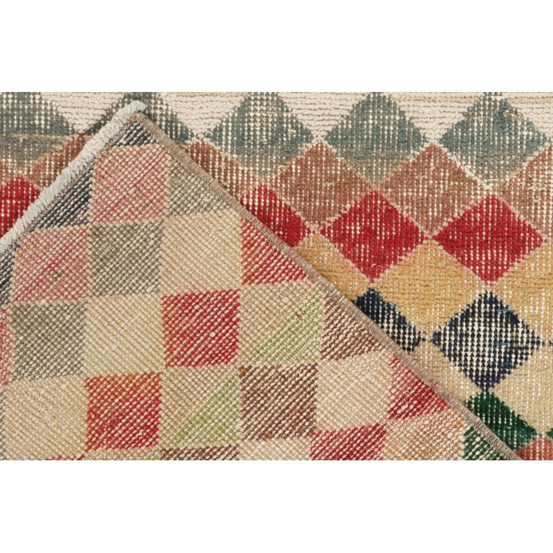 Pasha Wool Geometric Area Rug in Beige/Brown/Red